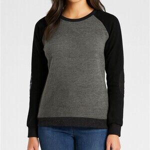 Grey Black Sweatshirt Waffle Elbow Pads 6 Long Sleeve Casual Fall Winter Comfy